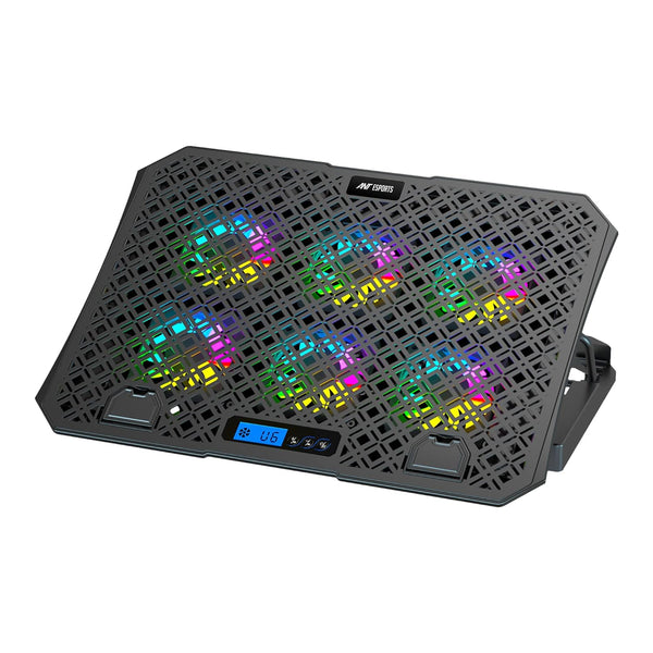 Ant Esports NC210 Gaming Notebook Cooler with 6 Cooling Fans for 10" - 15.6" Laptops, RGB Lights, 2 USB Ports