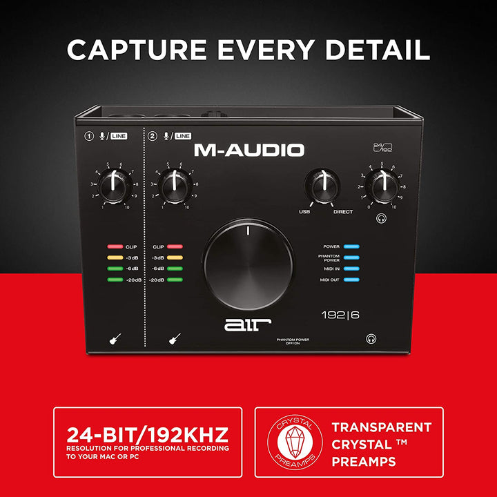 M-Audio AIR 192|6-2-In/2-Out USB Audio/MIDI Interface with Recording Software from Pro-Tools and Ableton Live, Plus Studio-Grade FX - Golchha Computers