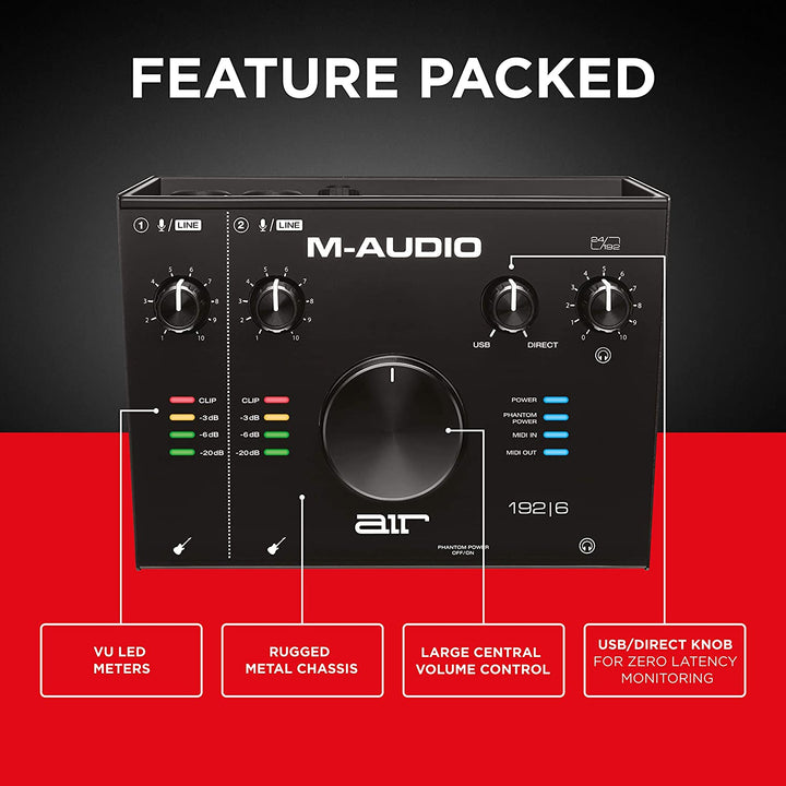 M-Audio AIR 192|6-2-In/2-Out USB Audio/MIDI Interface with Recording Software from Pro-Tools and Ableton Live, Plus Studio-Grade FX - Golchha Computers