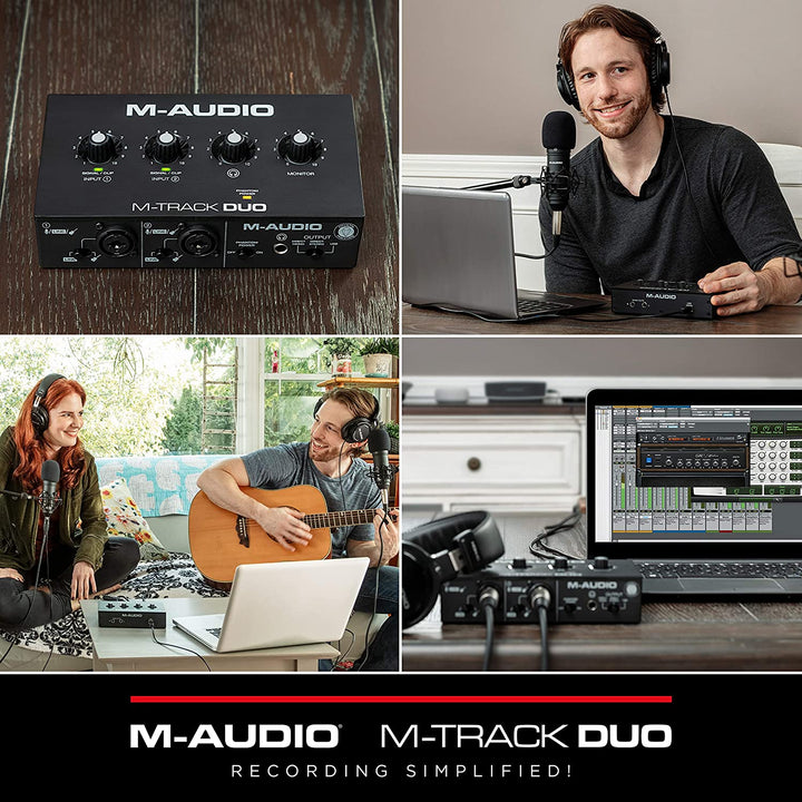 M-Audio M-Track Duo – USB Audio Interface for Recording, Streaming and Podcasting with Dual XLR, Line & DI Inputs, plus a Software Suite Included - Golchha Computers