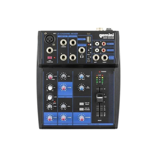 Gemini GEM-05USB Compact 5 Channel Bluetooth Mixer - Dispatch within 3-4 Business Days