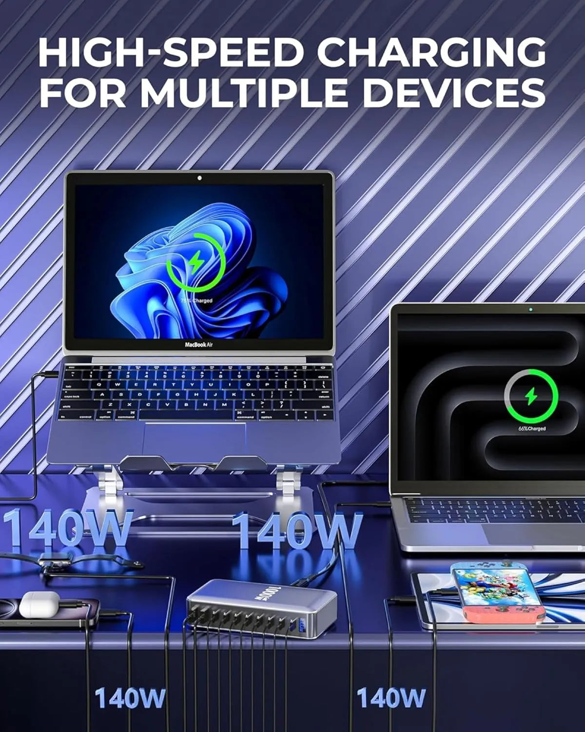 MX 1000 Watts USB C Charger, 10-Port GaN Charging Station - GOLCHHA COMPUTERS 
