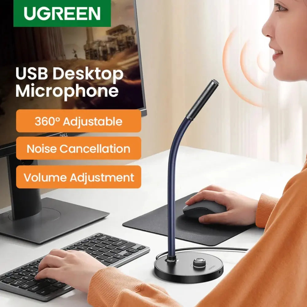 UGREEN USB Desktop Omnidirectional Microphone with Gooseneck (90416)