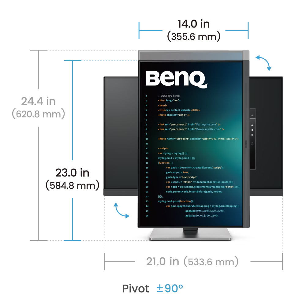 Benq RD240Q 24.1 inch 16:10 WQXGA USB-C Ergonomic Programming Monitor - GOLCHHA COMPUTERS 