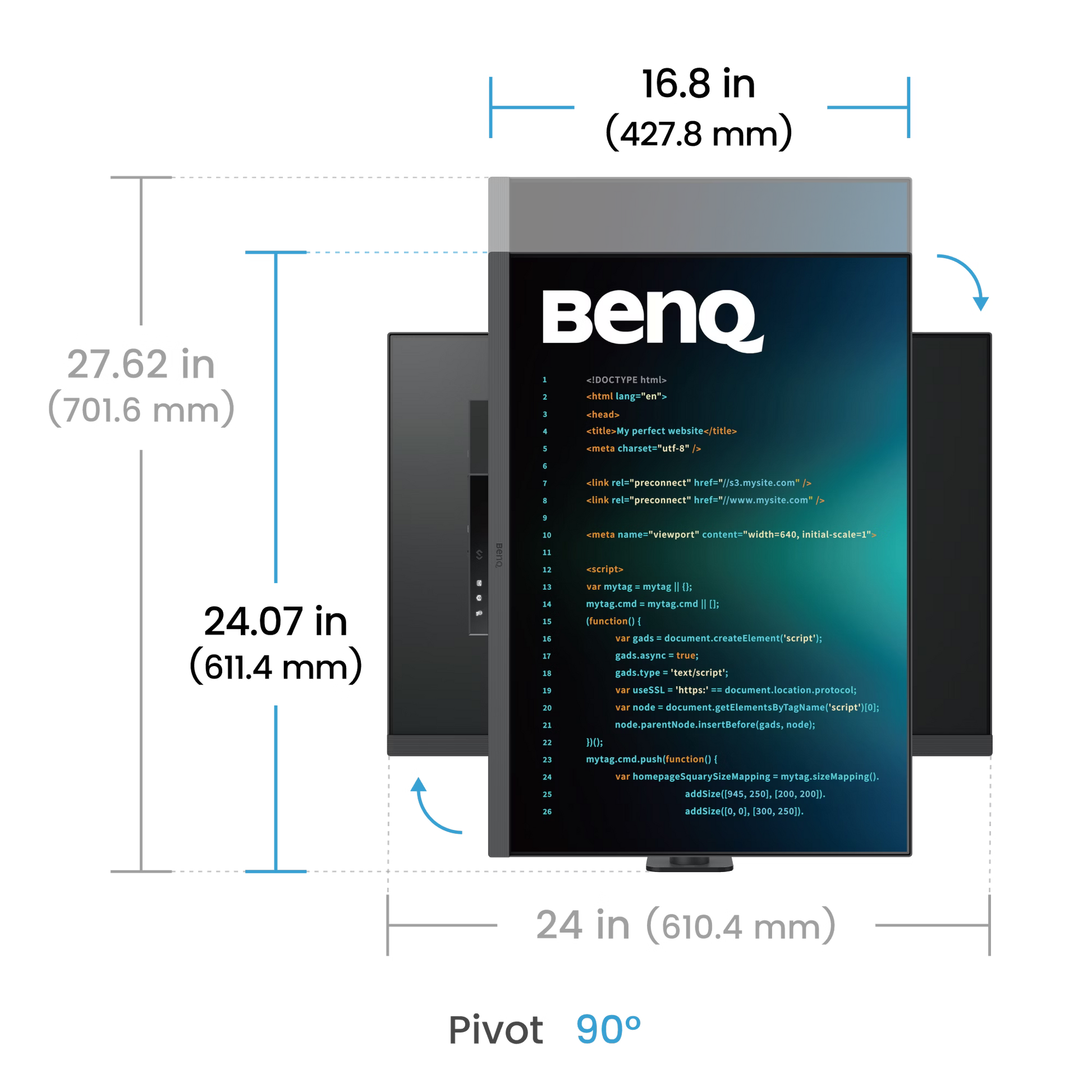 Benq RD280UA 28.2” 4K+ 3:2 Special Ratio Programming Monitor with Ergo-Arm and Backlight, 90W USB Type-C - GOLCHHA COMPUTERS 