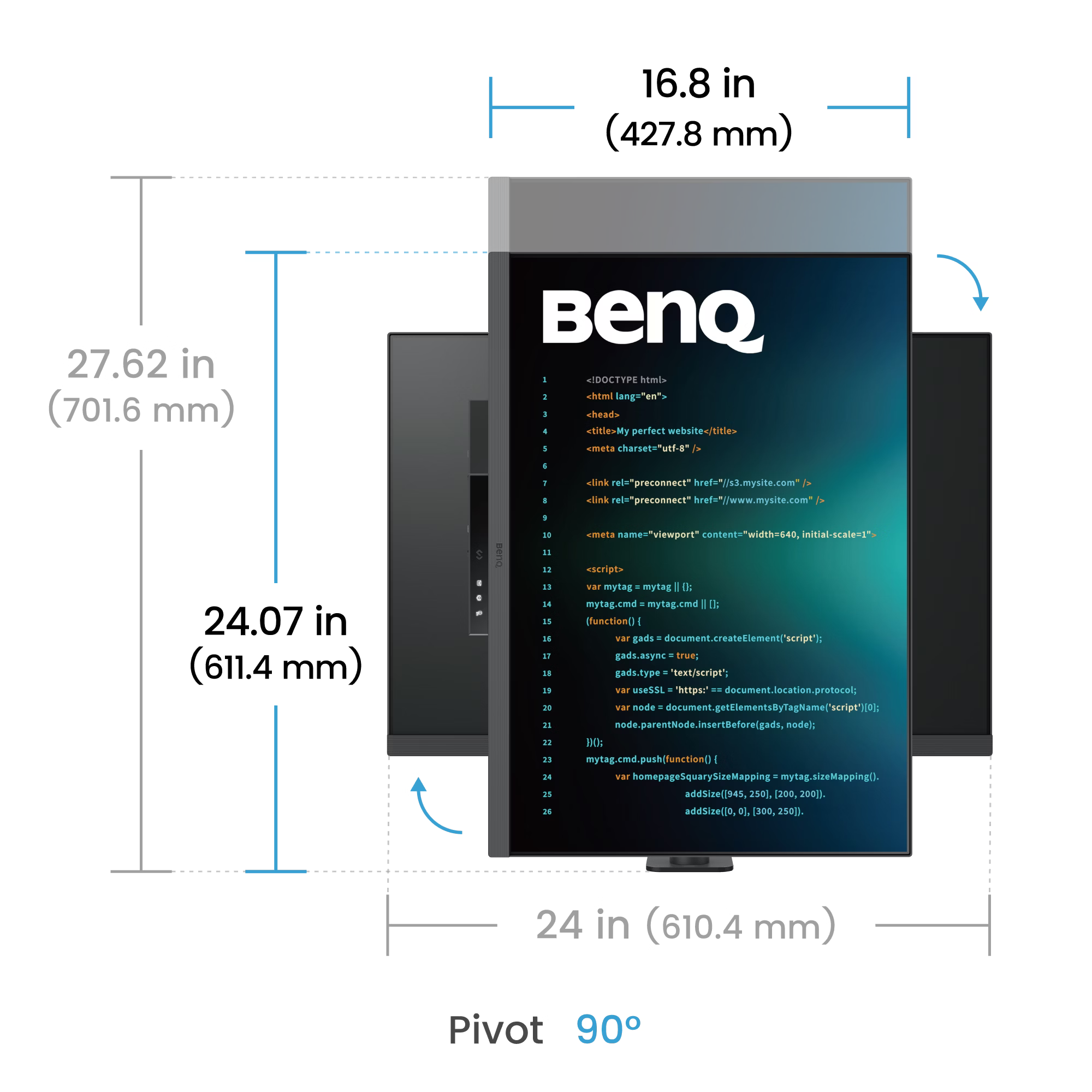 Benq RD280UA 28.2” 4K+ 3:2 Special Ratio Programming Monitor with Ergo-Arm and Backlight, 90W USB Type-C - GOLCHHA COMPUTERS 