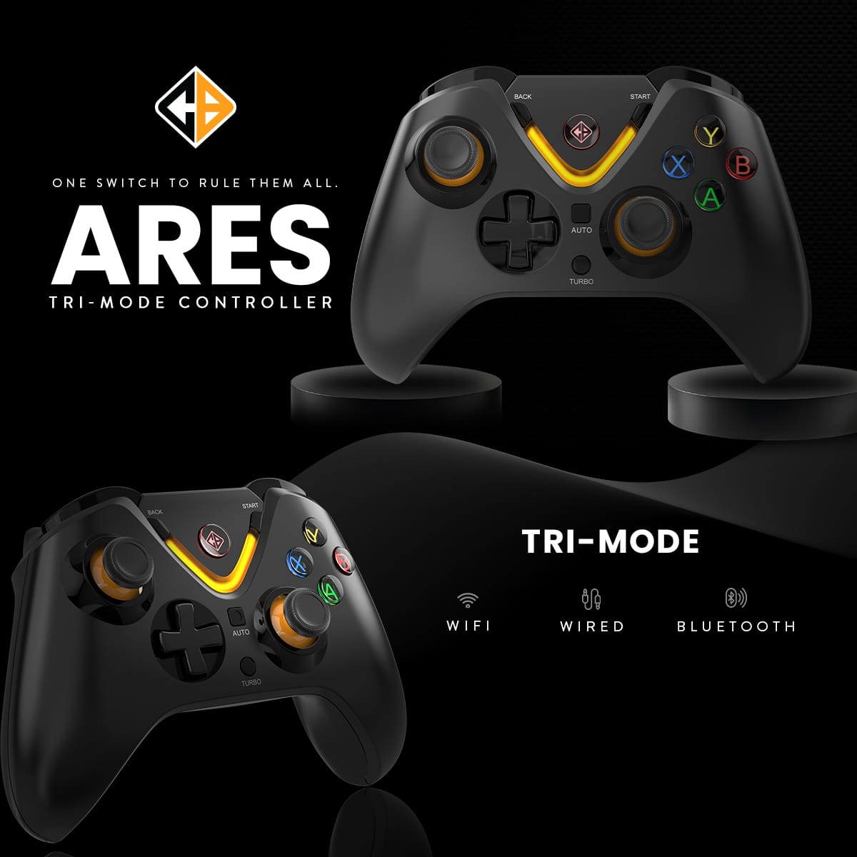 Cosmic Byte Ares Tri Mode Wireless/Bluetooth/Wired Controller, Hall Effect Joystick, Upgraded 1000Hz Polling Rate