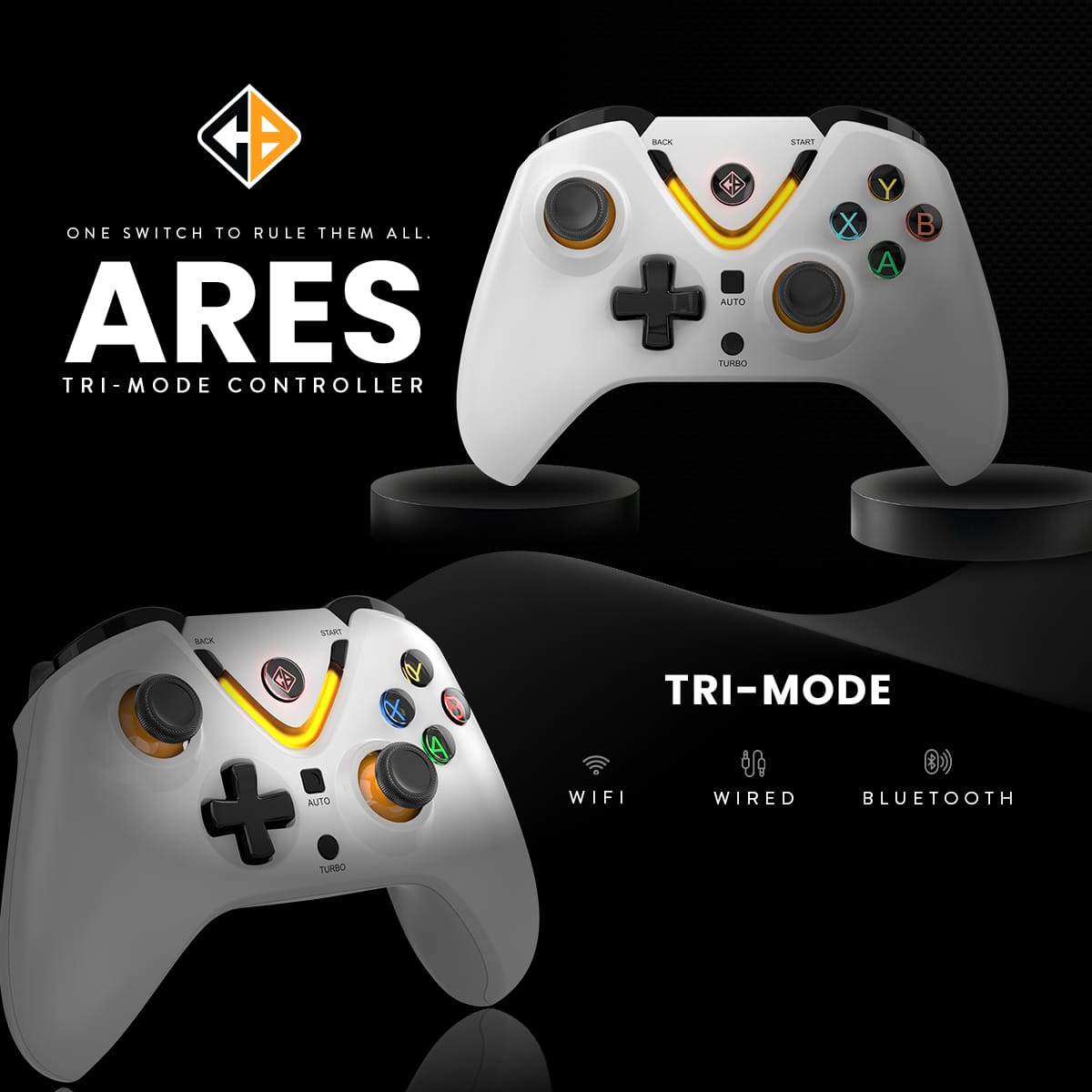 Cosmic Byte Ares Tri Mode Wireless/Bluetooth/Wired Controller, Hall Effect Joystick, Upgraded 1000Hz Polling Rate