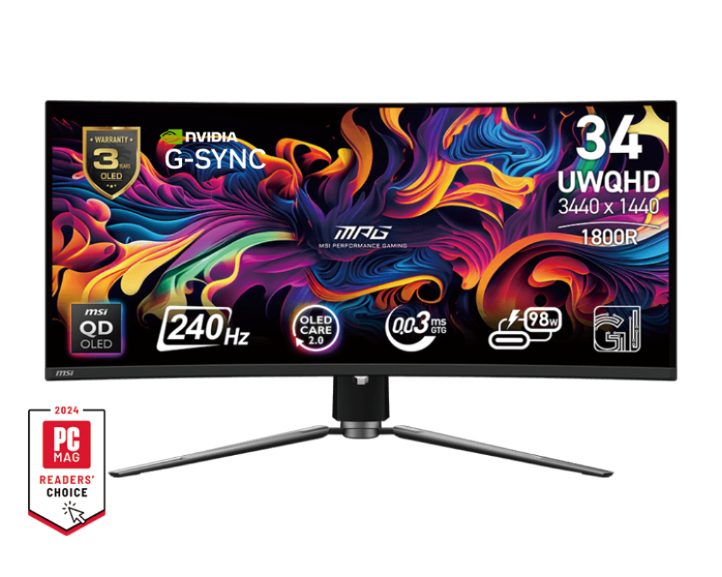 MSI MPG 341CQPX QD-OLED 34 Inch 2K UWQHD Curved Gaming Monitor - GOLCHHA COMPUTERS 