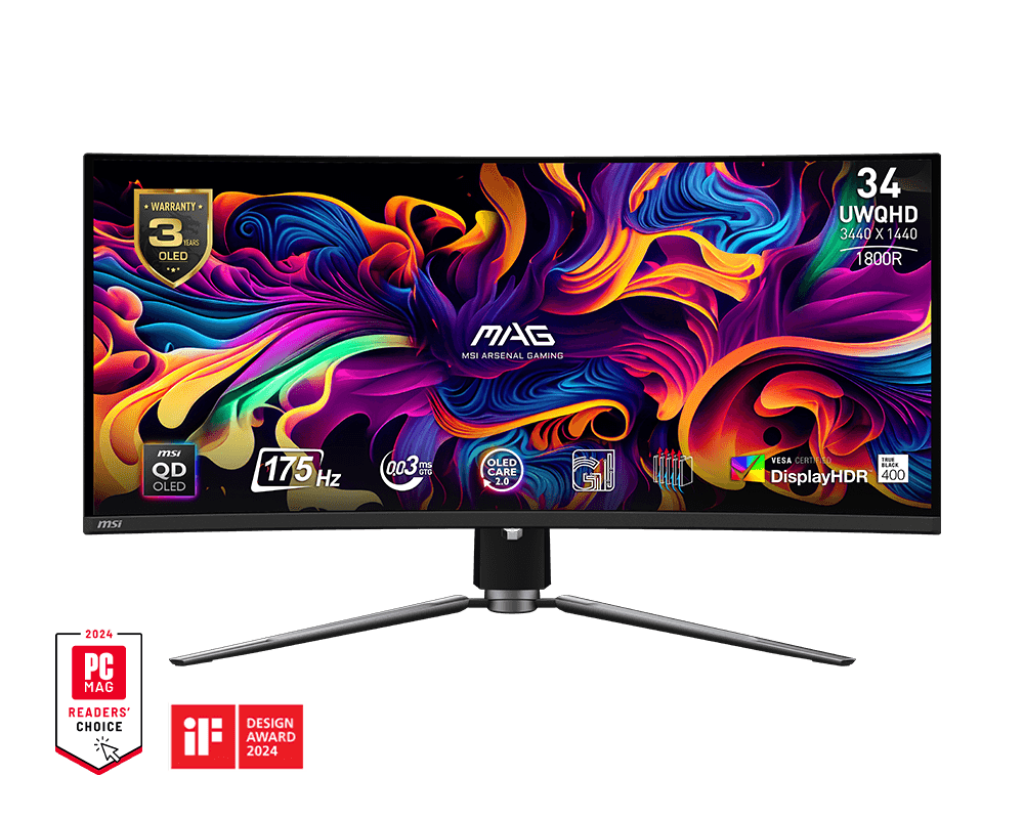 MSI MAG 341CQP QD-OLED 34 Inch 2K UWQHD Curved Gaming Monitor