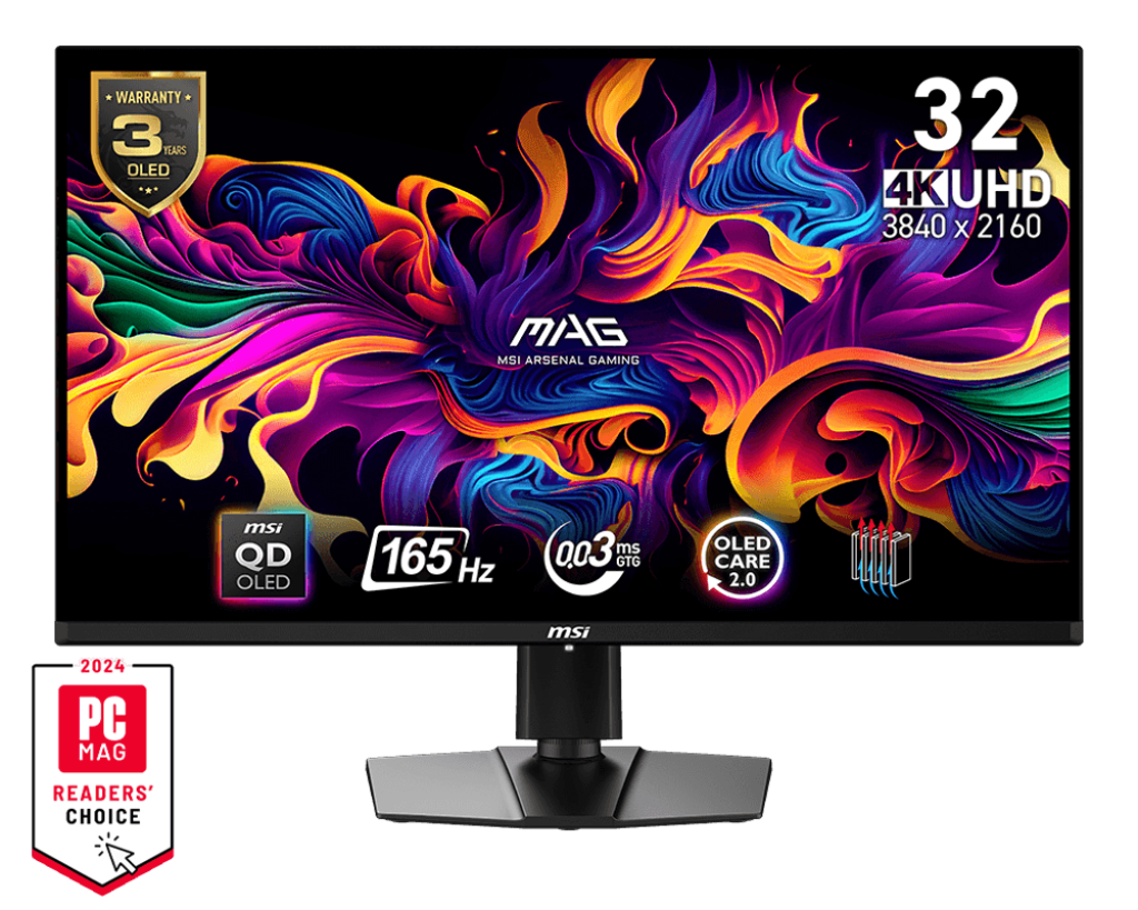 MSI MAG 321UP QD-OLED 31.5 Inch 4K UHD Gaming Monitor - GOLCHHA COMPUTERS 