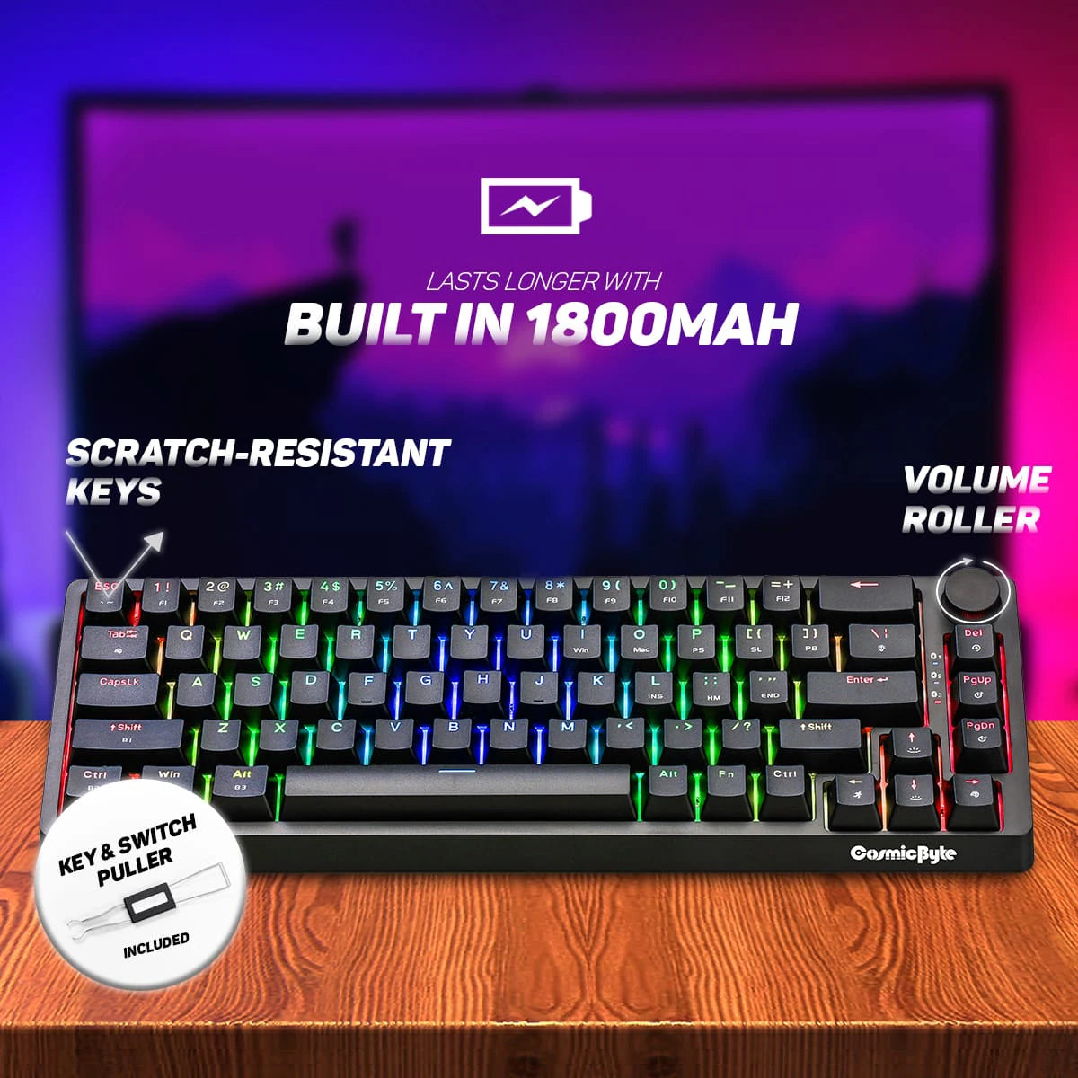 Cosmic Byte CB-GK-33 Astra Hot-Swappable Mechanical Wired & Bluetooth Keyboard with Per Key RGB and Software 4 - GOLCHHA COMPUTERS 