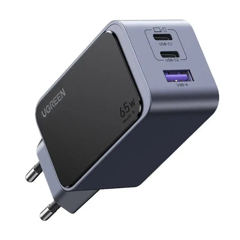 UGREEN Nexode S 65W 3-Port GaN Charger, 2 USB-C + 1 USB-A, EU Plug (35042)