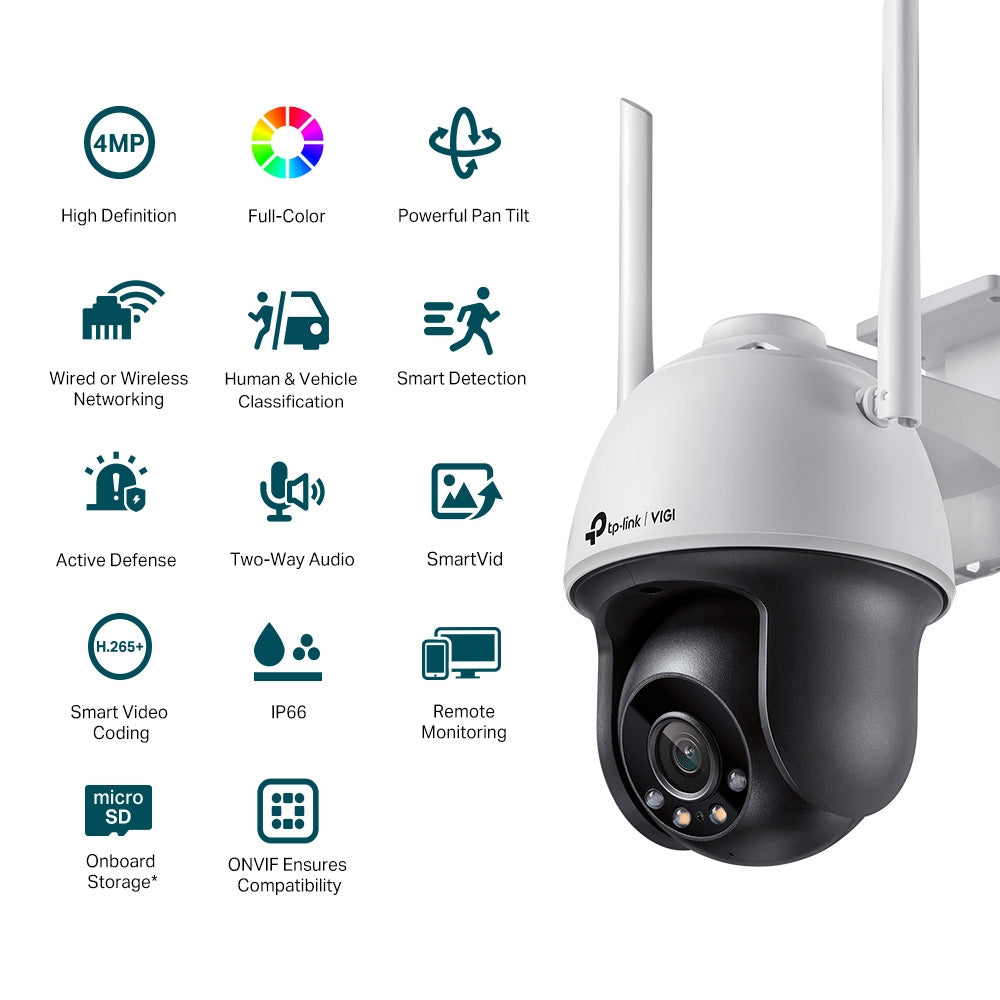 TP Link VIGI C540-W VIGI 4MP Outdoor Full-Color Wi-Fi Pan Tilt Network Camera - GOLCHHA COMPUTERS 