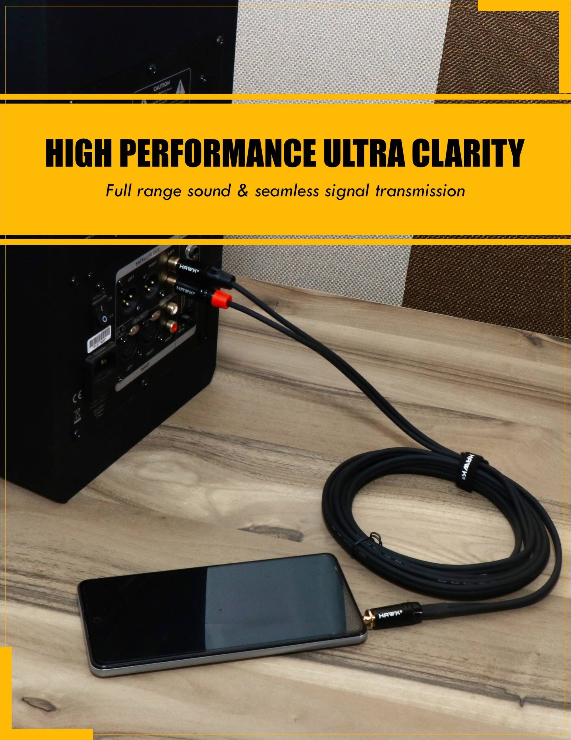 Hawk TMRLU03 TRS Male to Dual RCA Male Y Cable – 3 Meter - GOLCHHA COMPUTERS 