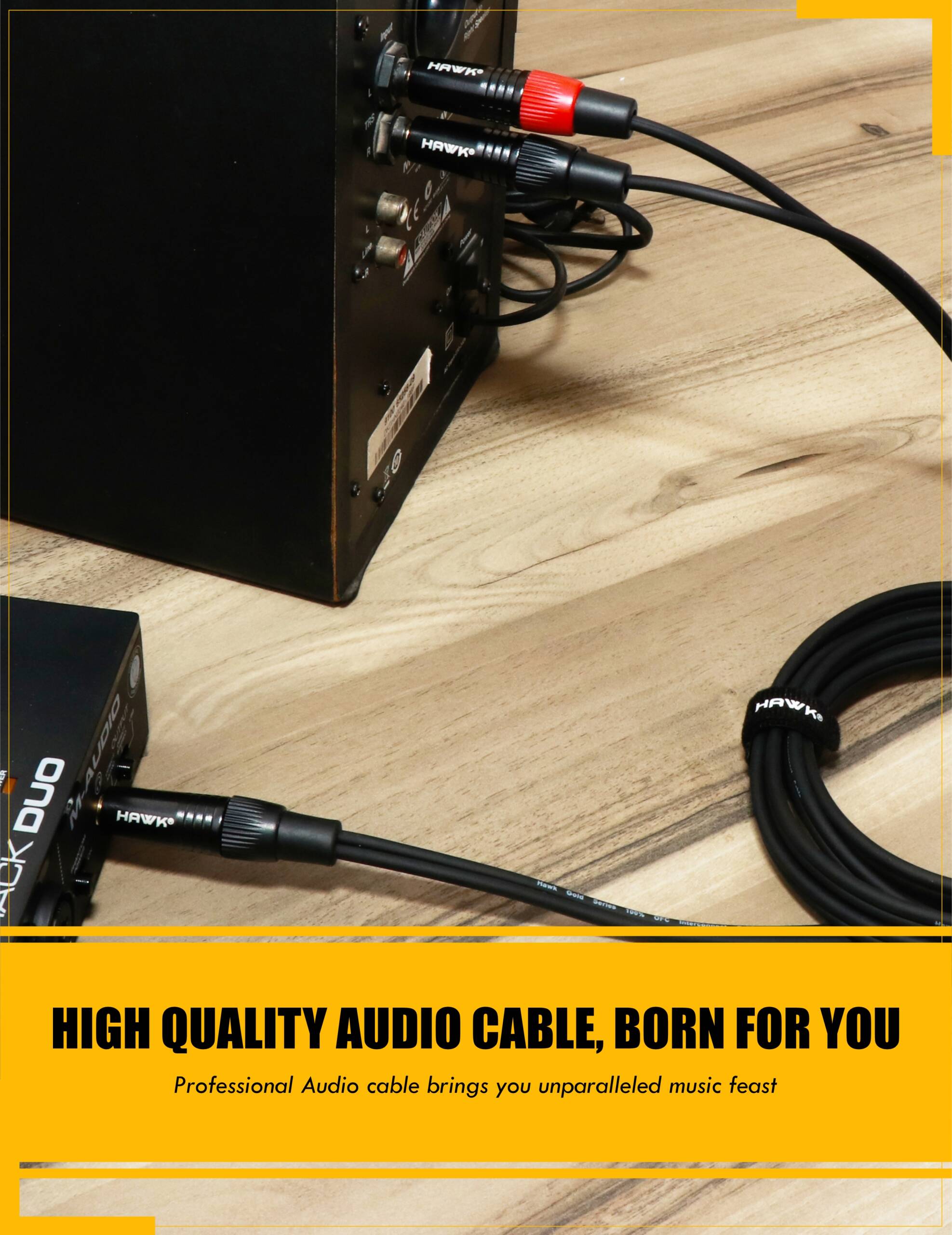 Hawk Proaudio SMPLU03 Y Cable 6.3 MM Stereo Male to Dual 6.3 MM Mono Male -3 Meter - GOLCHHA COMPUTERS 