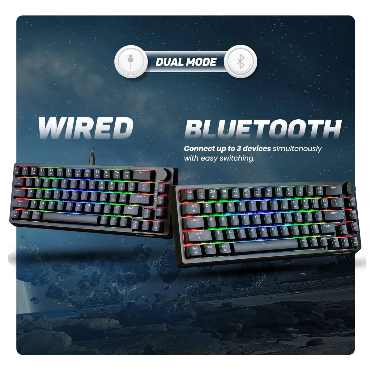 Cosmic Byte CB-GK-33 Astra Hot-Swappable Mechanical Wired & Bluetooth Keyboard with Per Key RGB and Software 4 - GOLCHHA COMPUTERS 