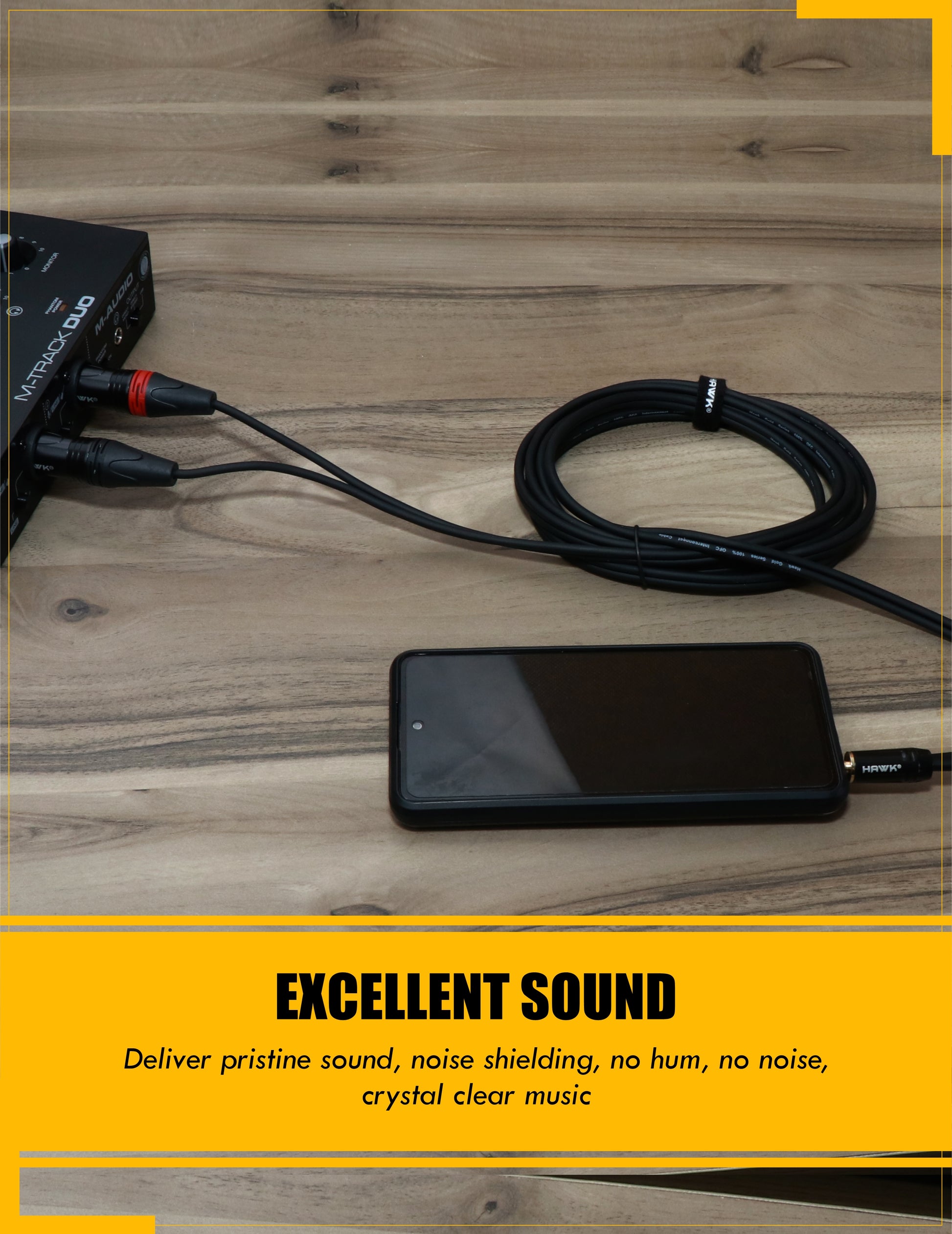 Hawk Proaudio TMXLU03 Y Cable 3.5 MM Stereo Male to Dual XLR Male -3 Meter - GOLCHHA COMPUTERS 