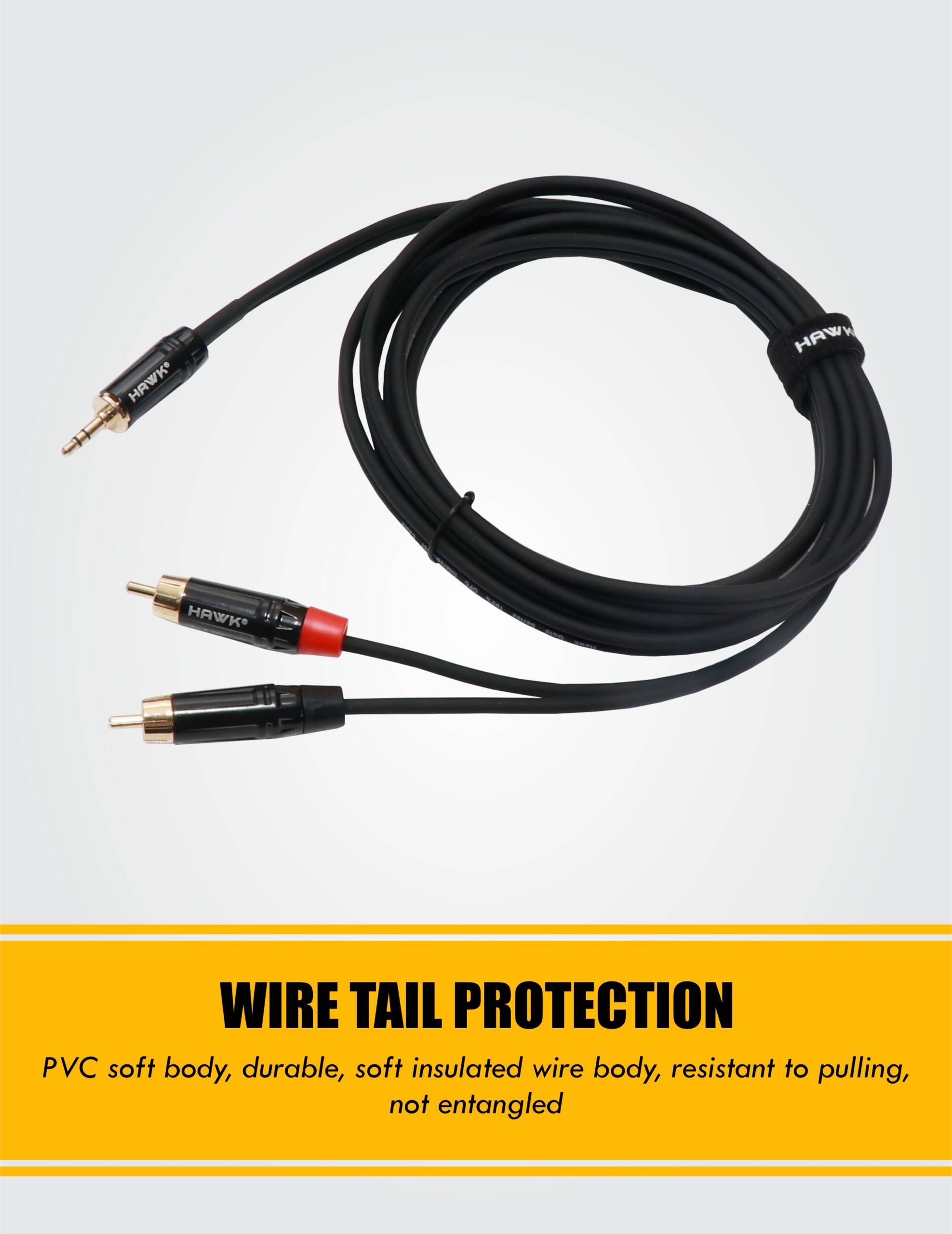 Hawk TMRLU03 TRS Male to Dual RCA Male Y Cable – 3 Meter - GOLCHHA COMPUTERS 