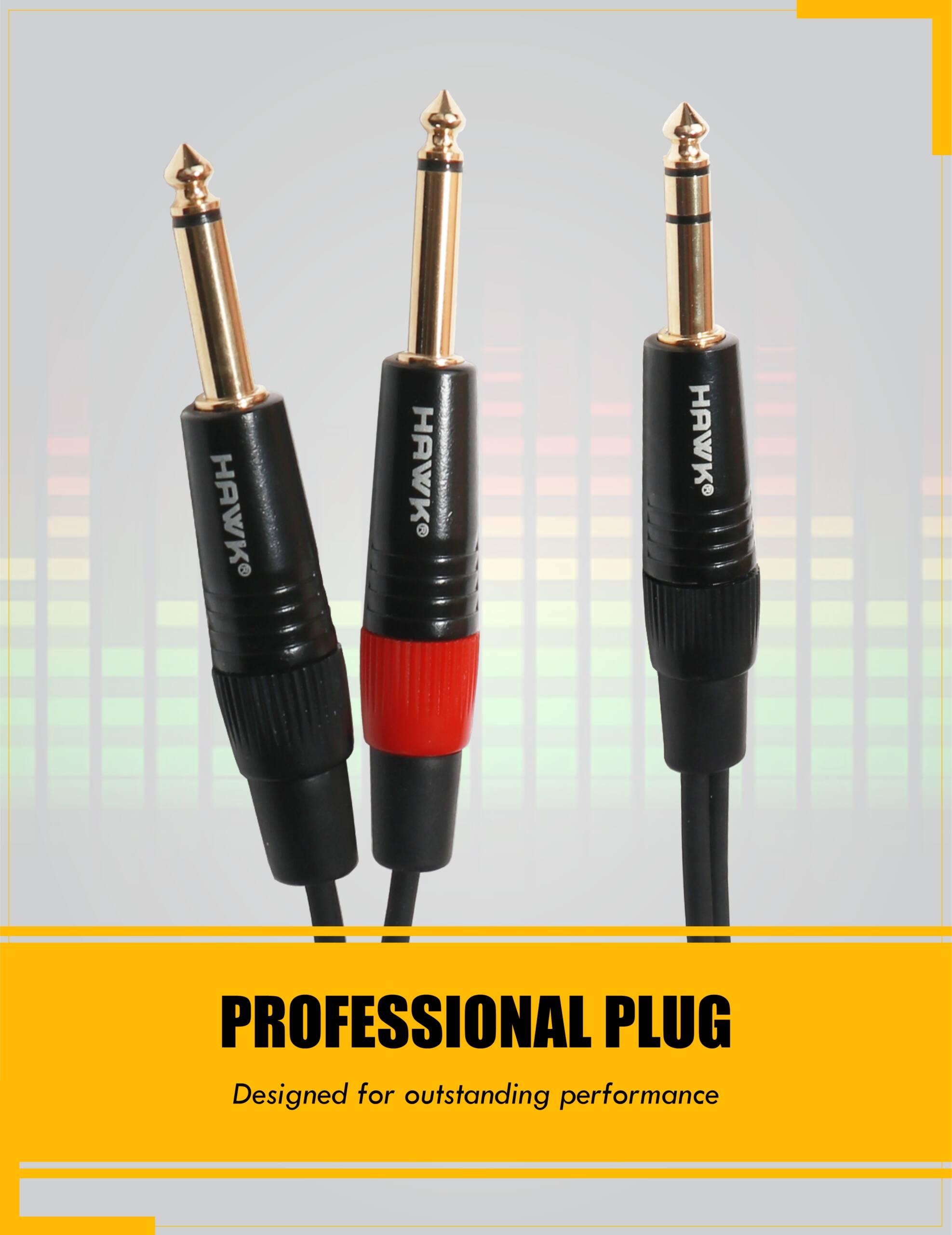 Hawk Proaudio SMPLU03 Y Cable 6.3 MM Stereo Male to Dual 6.3 MM Mono Male -3 Meter - GOLCHHA COMPUTERS 
