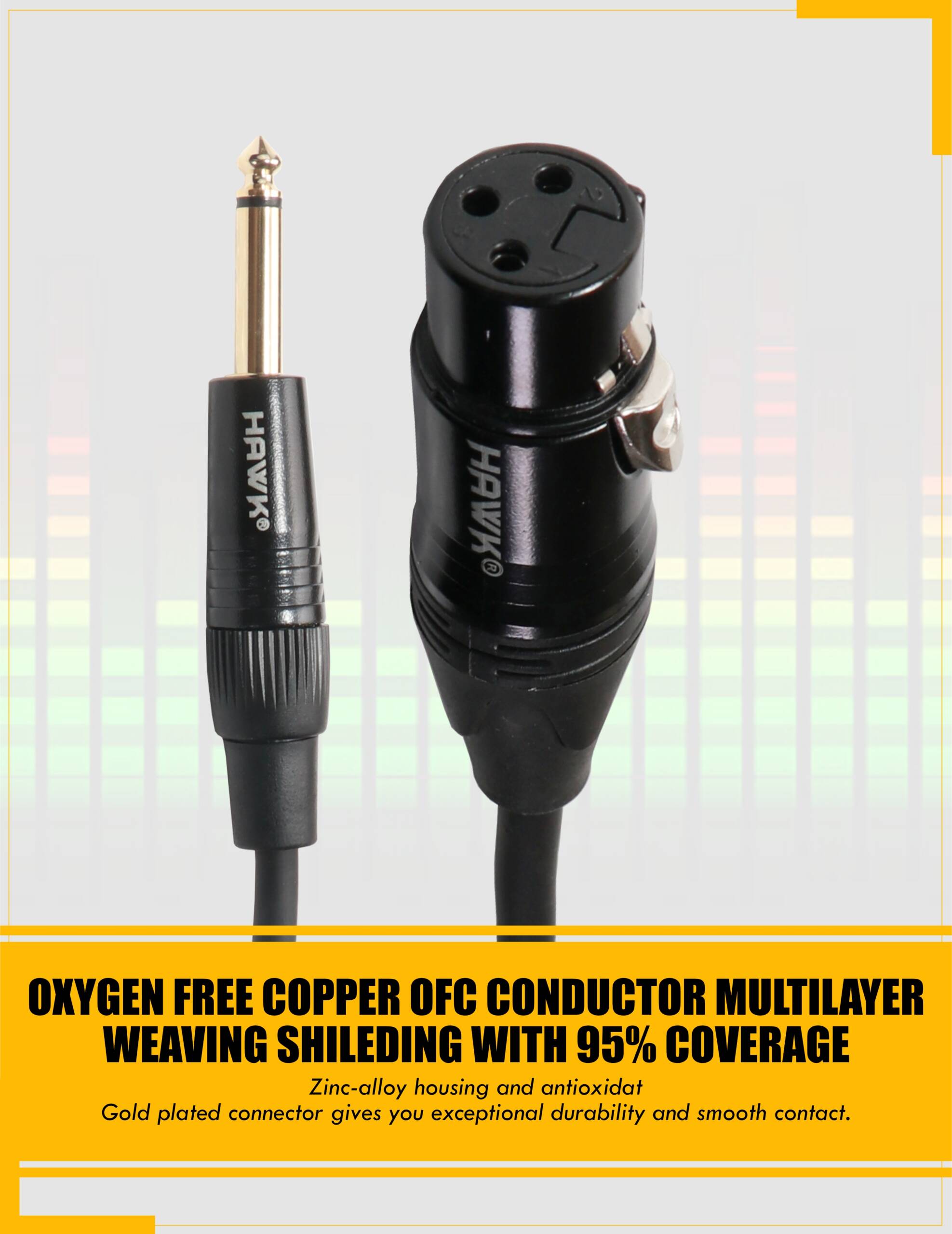 Hawk SXFP-010 Gold Series TS Male to XLR Female Cable – 3 Meter BLACK