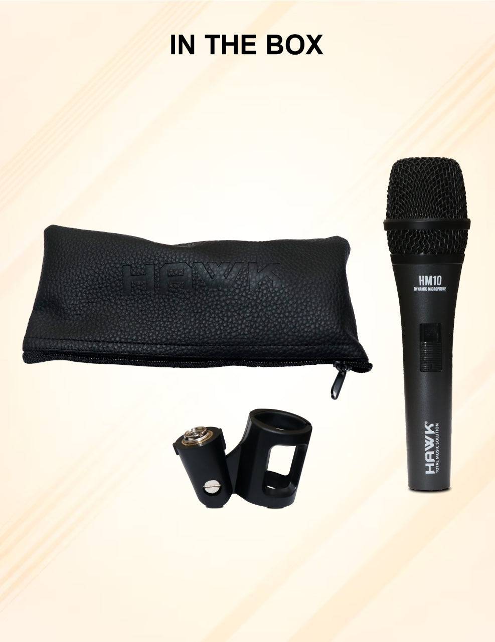 Hawk Proaudio HM 10 Handheld Dynamic Cardioid Wired Mic for Live, Recording, Speech with mic Holder and Pouch with ON/Off Switch, (Mic Cable Not Included) - Golchha Computers