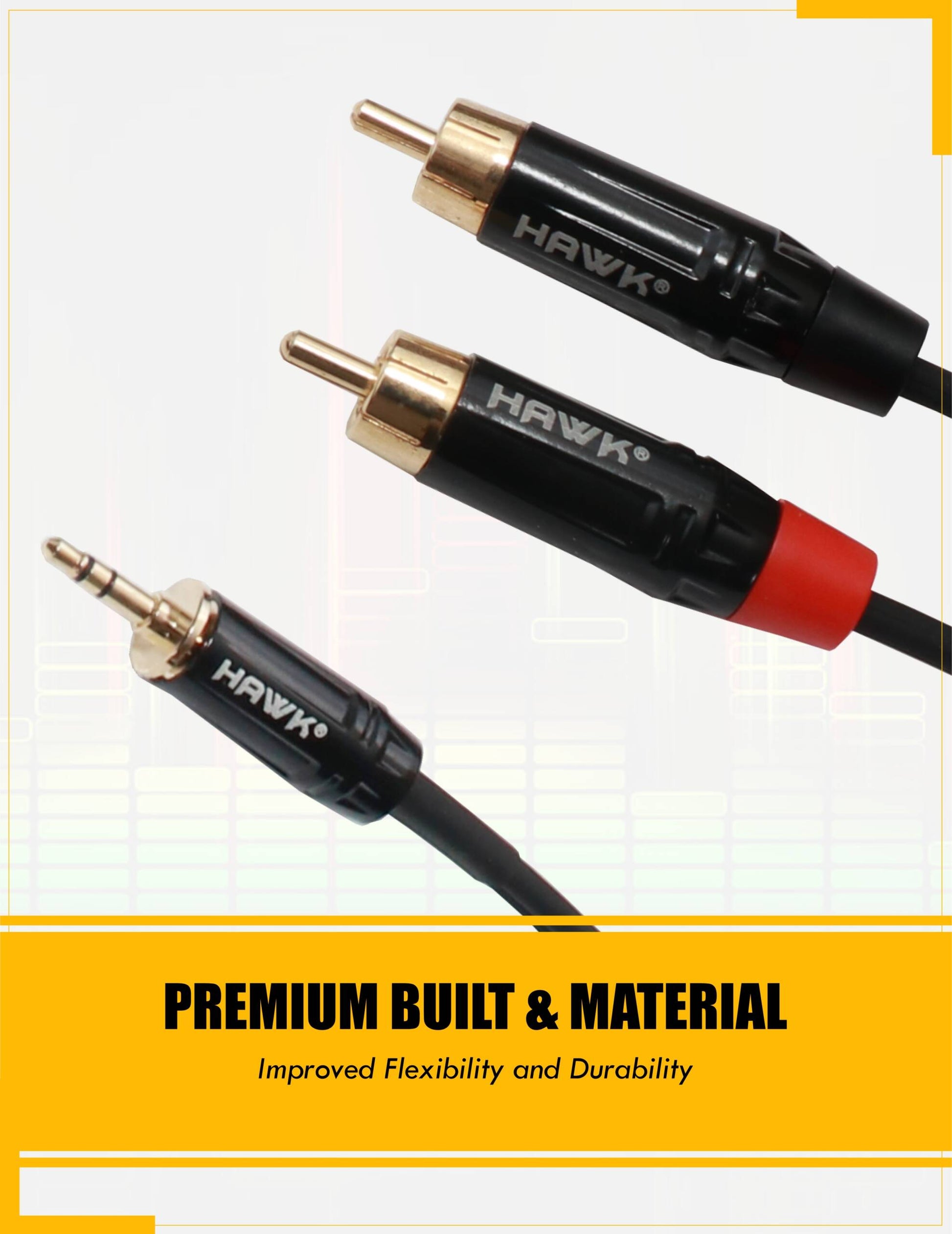 Hawk TMRLU03 TRS Male to Dual RCA Male Y Cable – 3 Meter - GOLCHHA COMPUTERS 