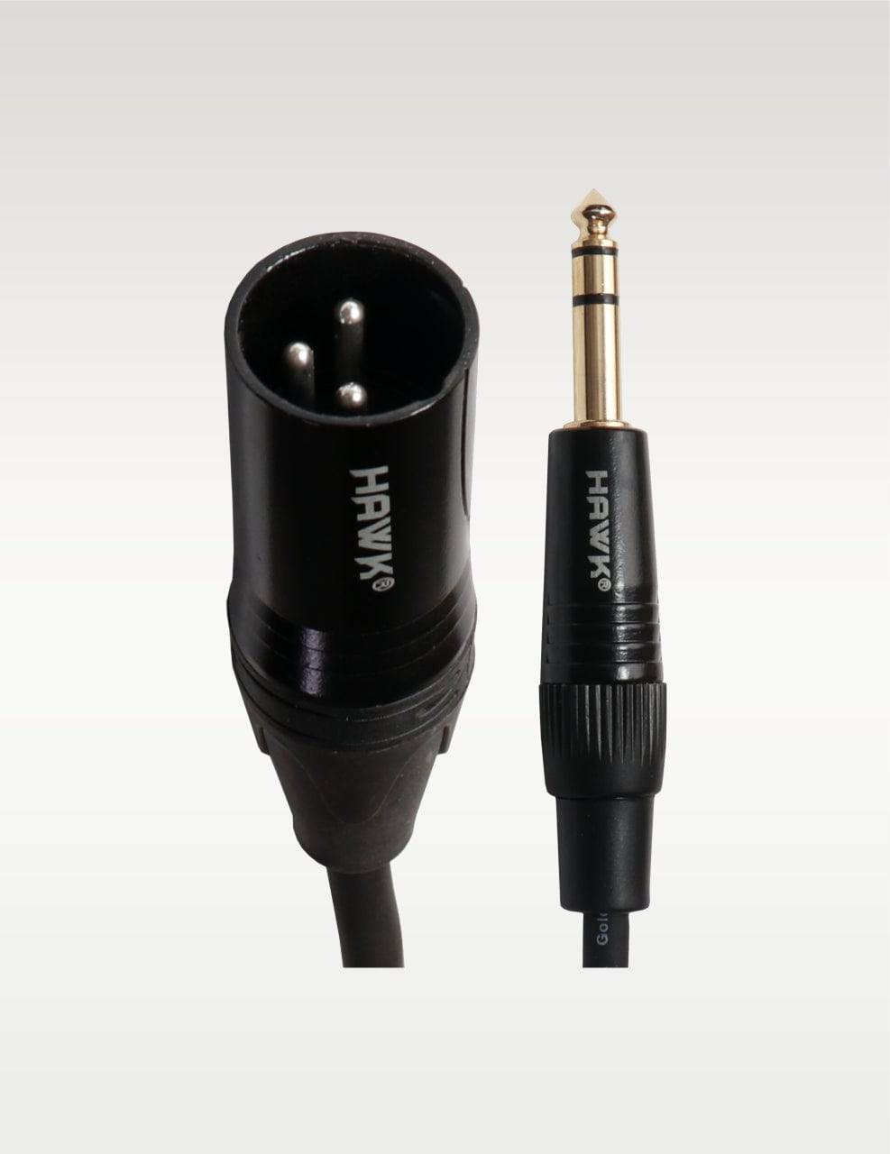 Hawk Proaudio SXSG010 Gold Series 6.35mm TRS Male to XLR Male Balanced Interconnect With Cable Tie for Monitor - 3 Meter (Black) - Golchha Computers