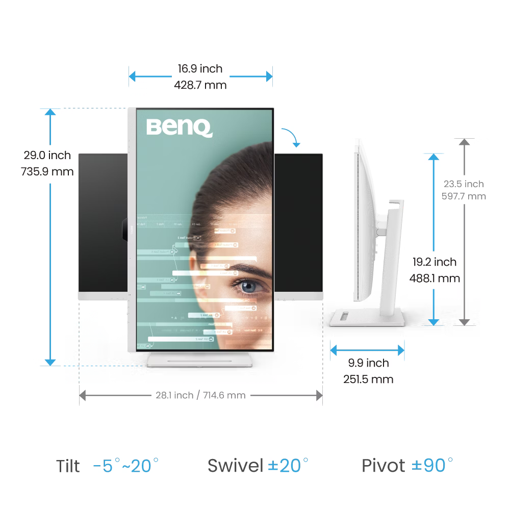Benq GW3290QT 31.5 inch 2K QHD USB-C Ergonomic Eye-Care Coding Monitor - GOLCHHA COMPUTERS 