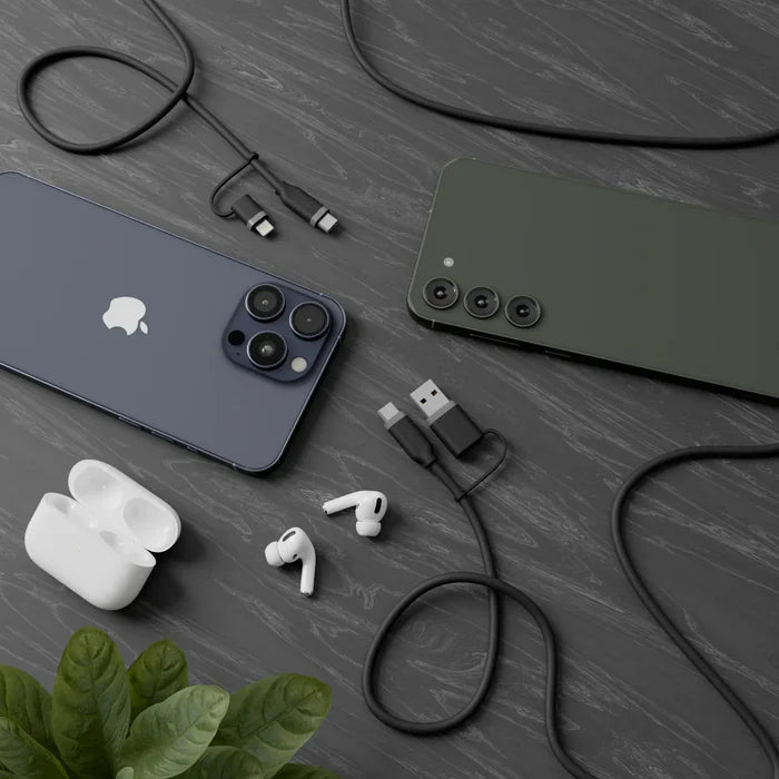 Alogic 4-in-1 100W Silicone Flexible Universal Charging Cable 1.5m | USB-C, USB-A and Lightning