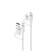 Alogic 4-in-1 100W Silicone Flexible Universal Charging Cable 1.5m | USB-C, USB-A and Lightning