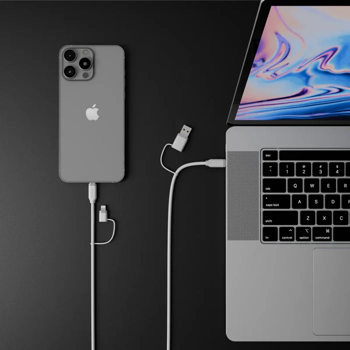 Alogic 4-in-1 100W Silicone Flexible Universal Charging Cable 1.5m | USB-C, USB-A and Lightning
