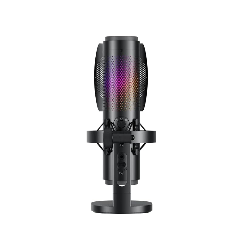 BOYA K9 RGB Gaming Condenser Mic Kit with Pop Filter, Shock Mount, Cover & USB-C Cable – Ideal Podcast Mic Set for Podcasting, Streaming and Gaming (Black)