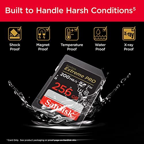 SanDisk Extreme Pro SD UHS I 256GB Card for 4K Video for DSLR and Mirrorless Cameras 200MB/s Read & 140MB/s Write
