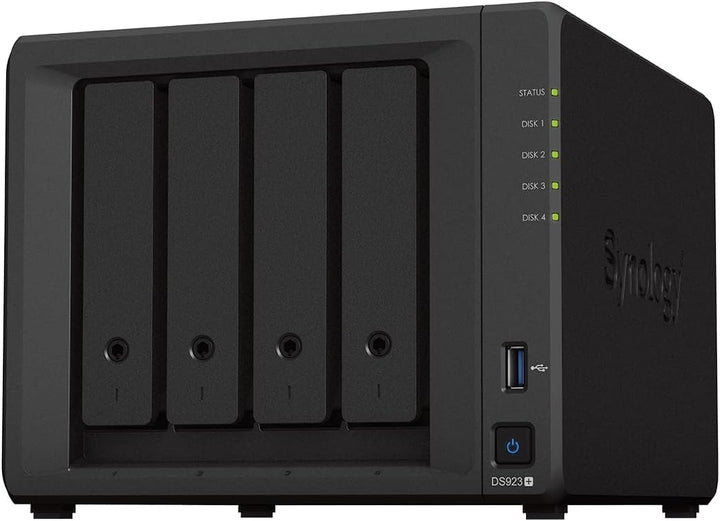 Synology DS923+ 4-Bay Diskstation NAS (AMD Ryzen™ 4 Threads R1600 Dual-Core 4GB Ram 2xRJ-45 1GbE LAN-Port) - Golchha Computers