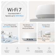 TP Link Deco BE25 New BE5000 Whole Home Mesh WiFi 7 System Pack of 3