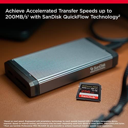 SanDisk Extreme Pro SD UHS I 256GB Card for 4K Video for DSLR and Mirrorless Cameras 200MB/s Read & 140MB/s Write