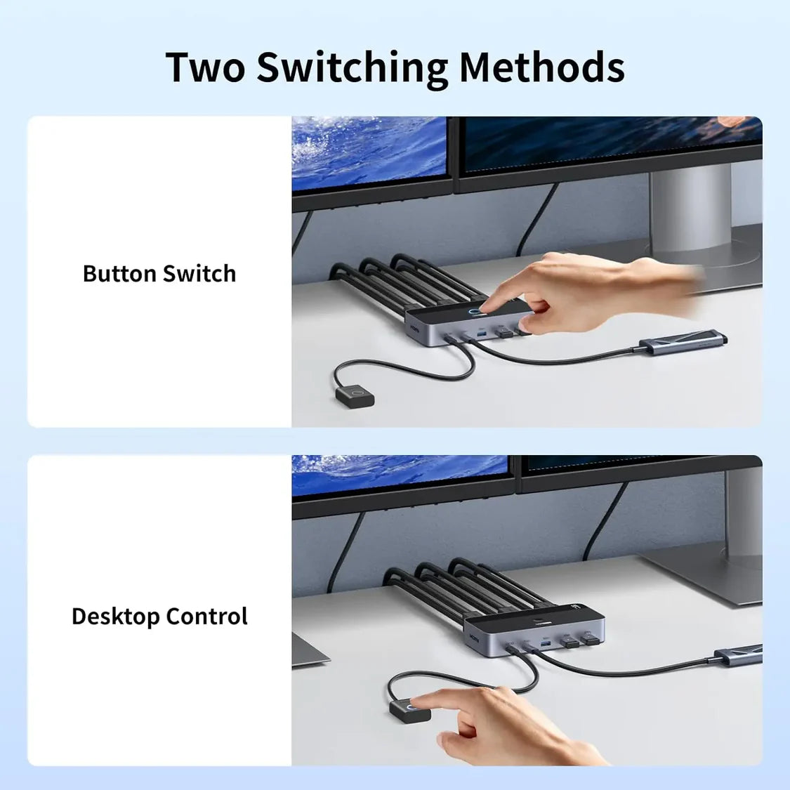 UGREEN KVM Switch Dual Monitor 2 PC to 2 Display 4K 60Hz USB 3.0 Computer Switcher Keyboard Mouse Share HDMI Hub (55455)