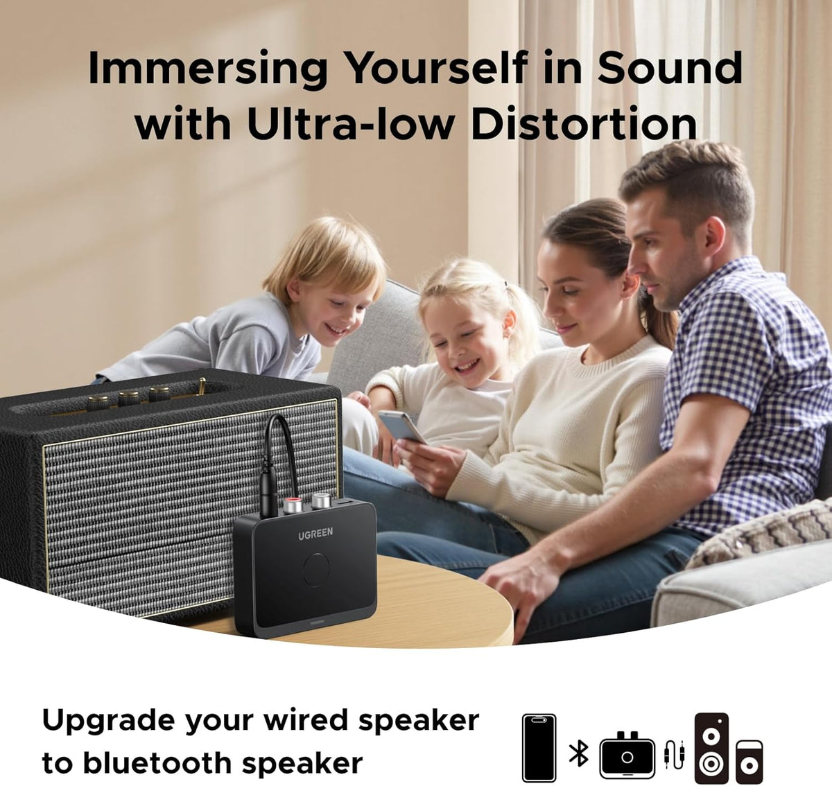 UGREEN Bluetooth 6.0 LDAC Audio Receiver with AUX & RCA Output (55545)