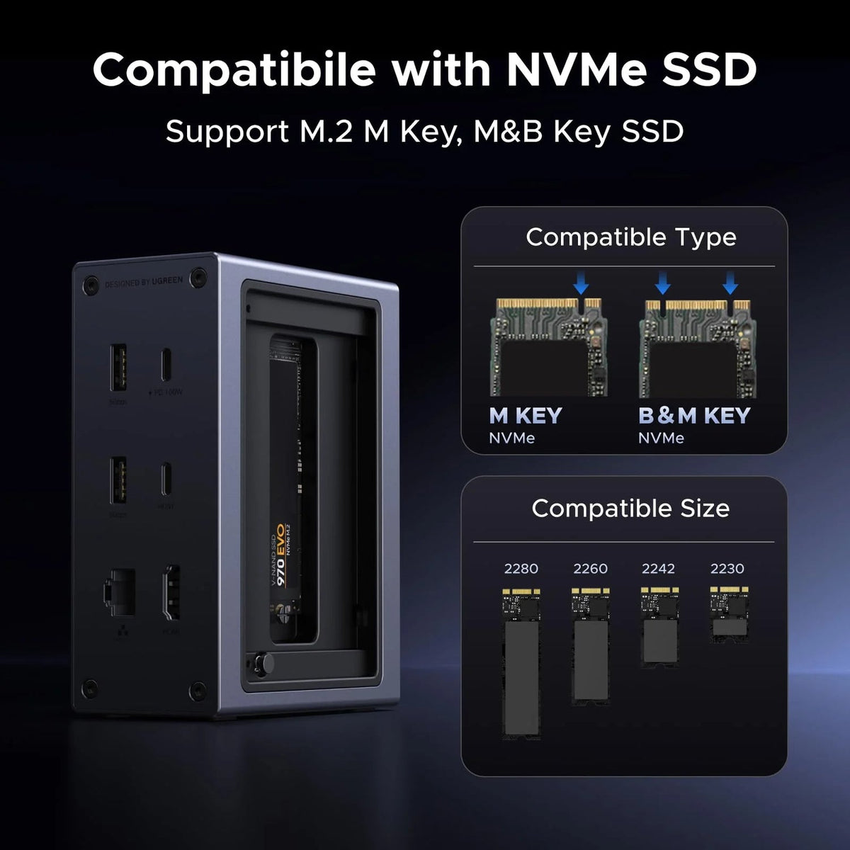 UGREEN 10-in-1 USB-C Hub with M.2 NVMe SSD Enclosure (55735)