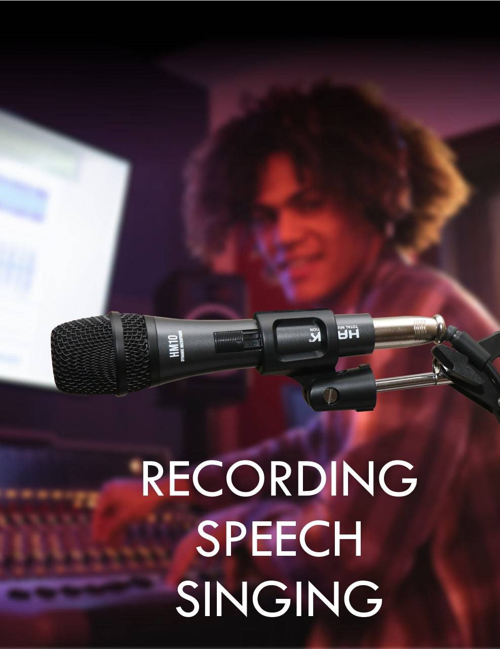 Hawk Proaudio HM 10 Handheld Dynamic Cardioid Wired Mic for Live, Recording, Speech with mic Holder and Pouch with ON/Off Switch, (Mic Cable Not Included) - Golchha Computers