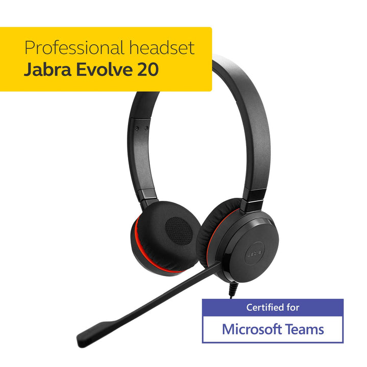 Jabra Evolve 20 MS Stereo On Ear Wired Headphones with Mic (black) - Golchha Computers