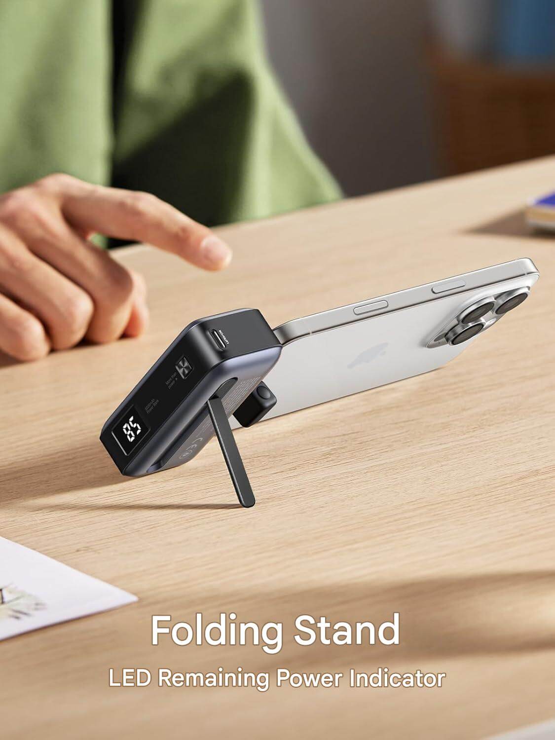 UGREEN 5000mAh 22.5W Mini Power Bank with Built-in USB-C Connector & Stand (35338)
