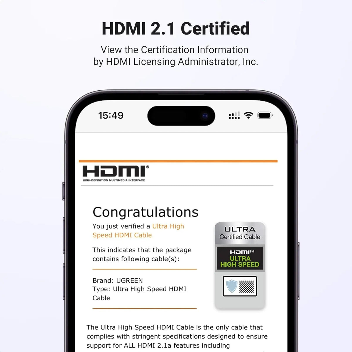 UGREEN 8K HDMI 2.1 Braided Cable 48Gbps 2m (70321)
