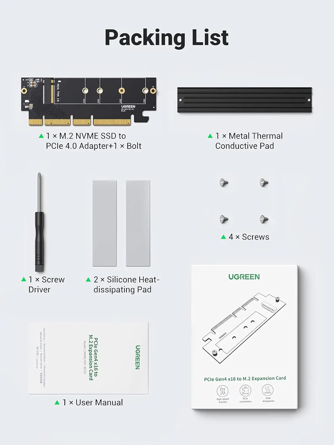 UGREEN PCIe 4.0 to M.2 NVMe Expansion Card with Heatsink (30715)
