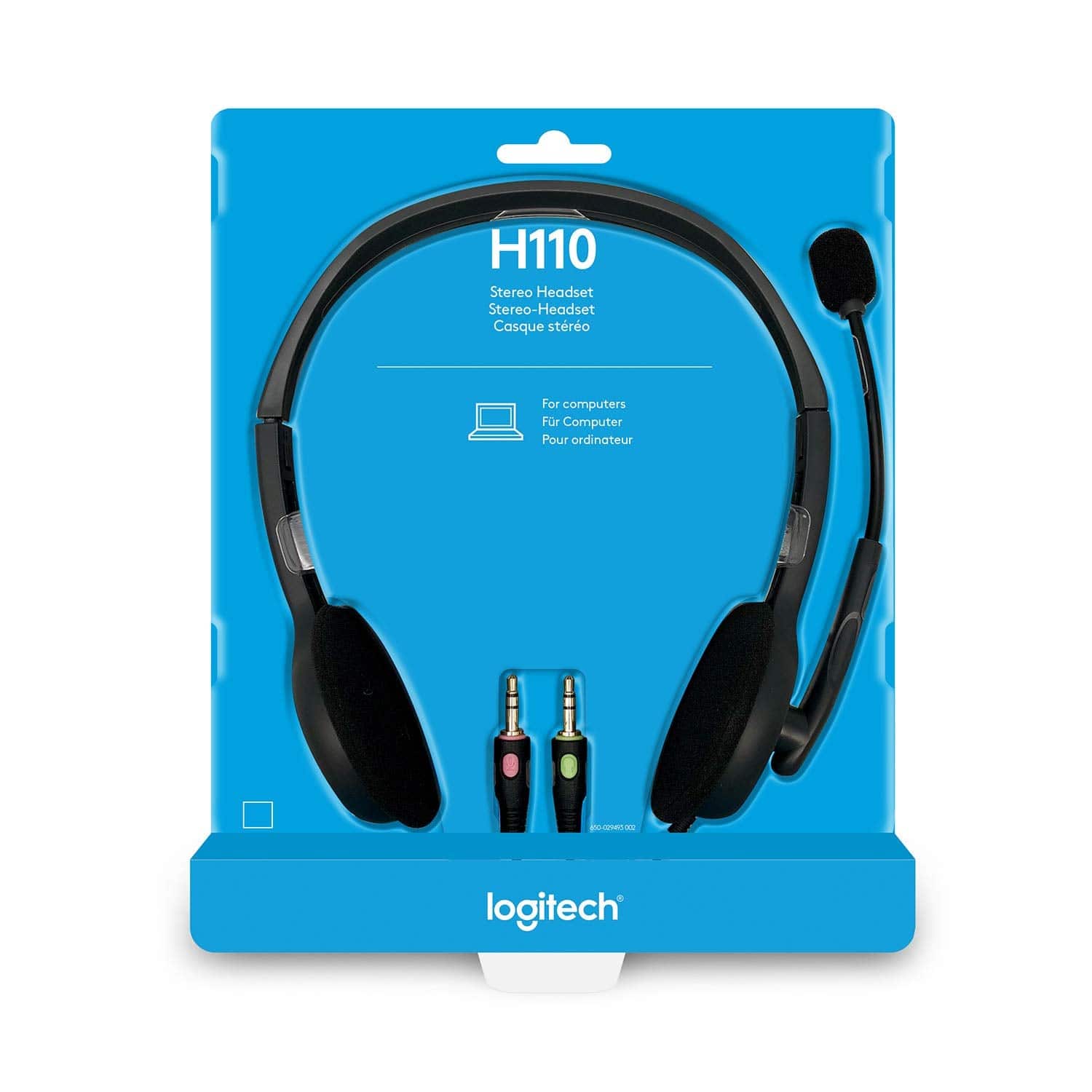 Logitech C270 HD Webcam - Black with H110 Wired Headset, Stereo Headphones - Grey