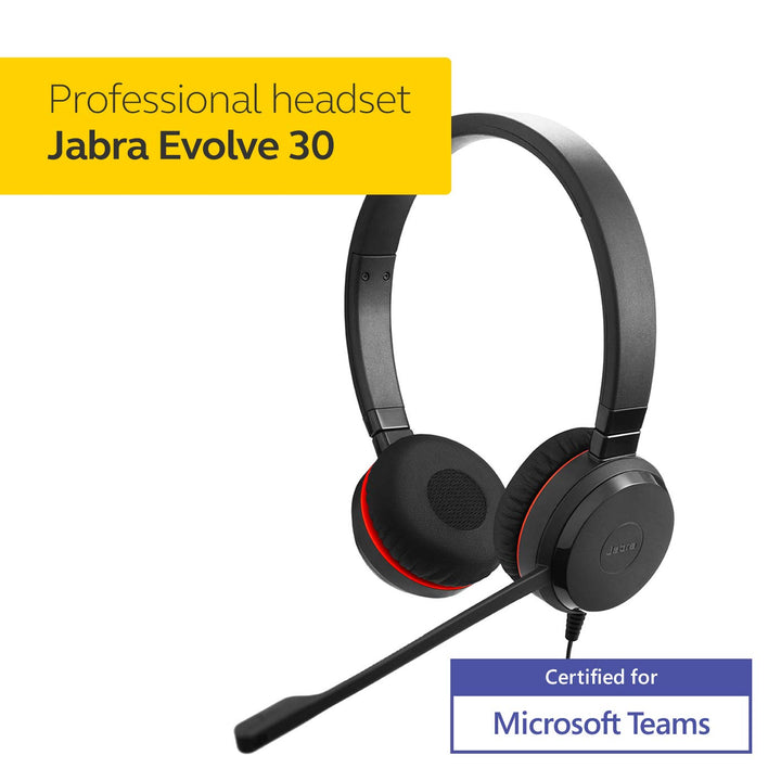 Jabra Evolve 30 II Stereo On Ear Wired Headphone with Mic (Black) - Golchha Computers