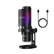 BOYA K9 RGB Gaming Condenser Mic Kit with Pop Filter, Shock Mount, Cover & USB-C Cable – Ideal Podcast Mic Set for Podcasting, Streaming and Gaming (Black)
