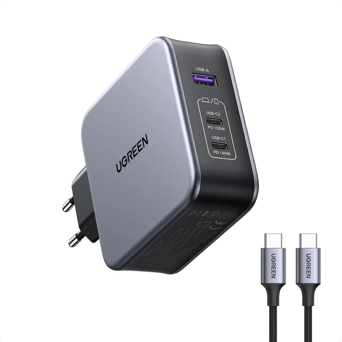 UGREEN Nexode 140W 3-Port GaN Charger PD 3.1 with 240W USB-C Cable (90549)