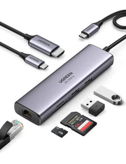 UGREEN Revodok 107 7-in-1 USB-C Hub, 4K 60Hz HDMI, Gigabit Ethernet, 100W PD (60515)